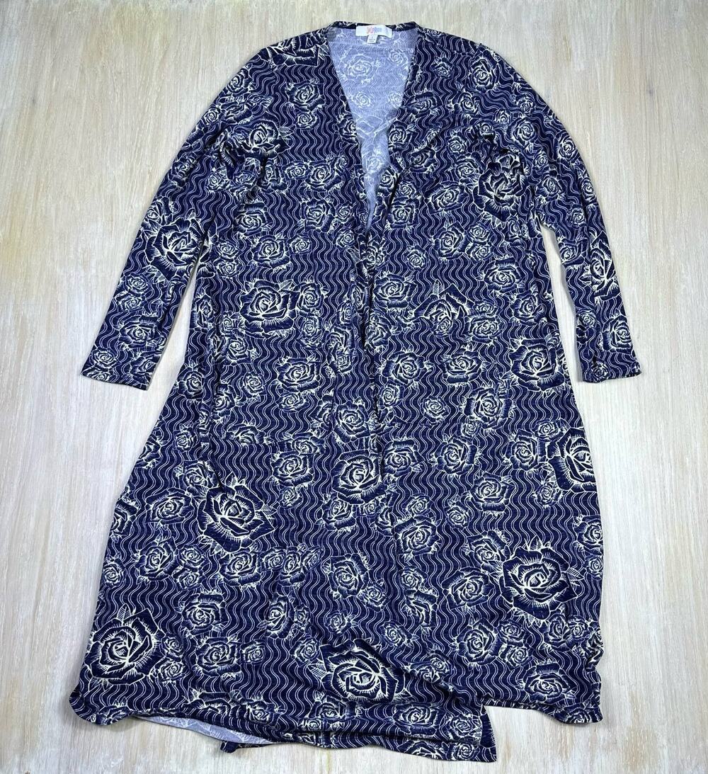 LuLaRoe Rose Floral Loungewear Casual Open Front Sarah Duster Cardigan Large